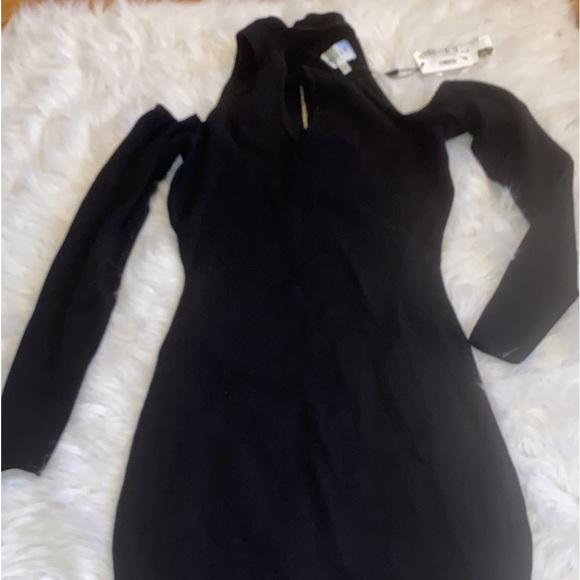 MILLY Twist Neck Fitted Black Knit Dress - Picture 8 of 11